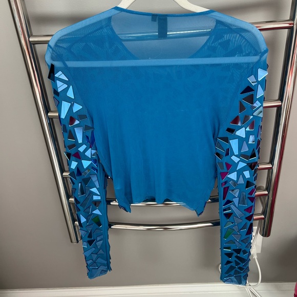 Windsor Long Sleeve Sparkly Mesh Top - Picture 4 of 5